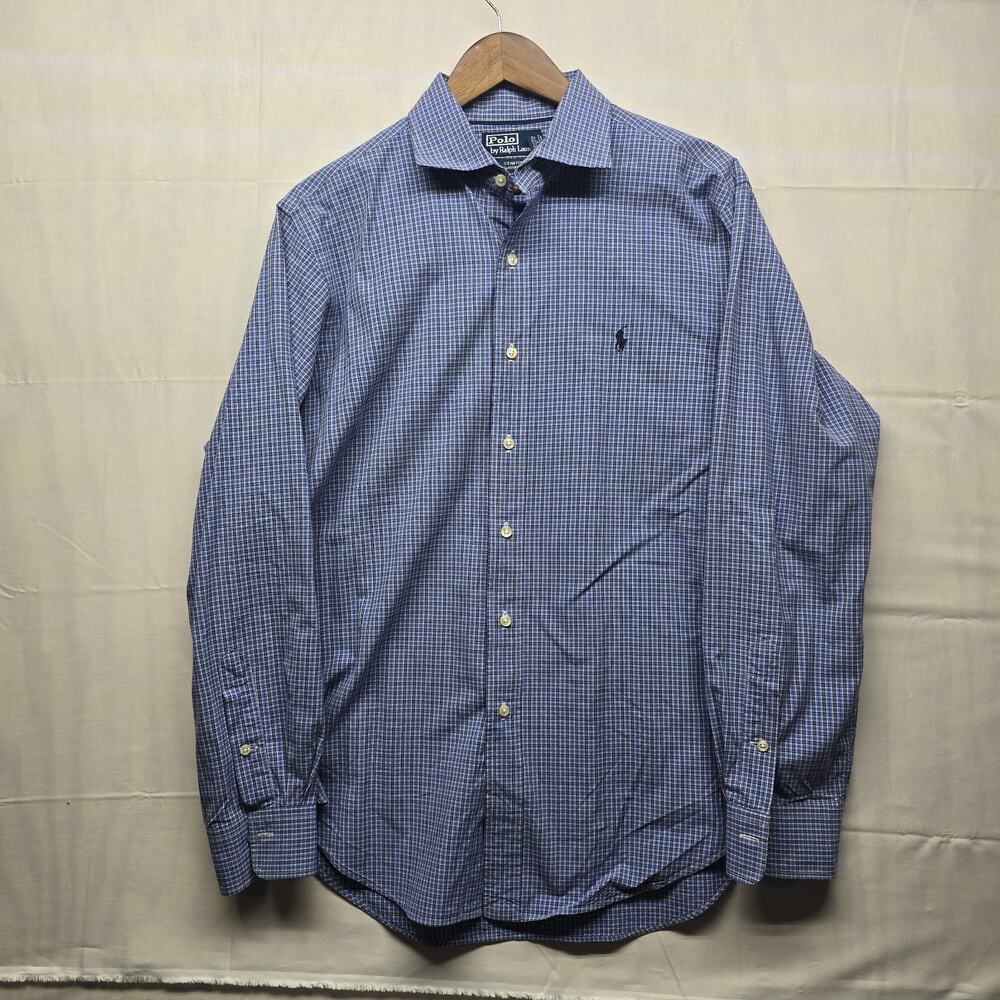 SHRT Polo Ralph Lauren MEN Large Blue Button Down Stanton Classic‎ Fit LOGO